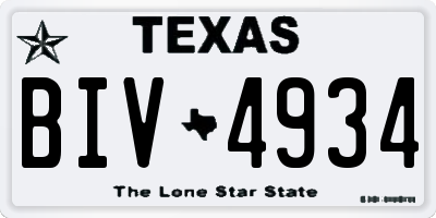 TX license plate BIV4934