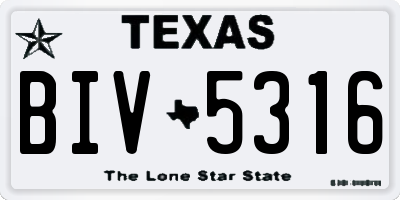 TX license plate BIV5316
