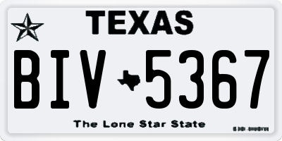 TX license plate BIV5367