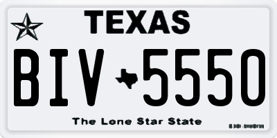TX license plate BIV5550