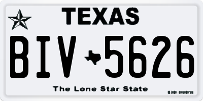 TX license plate BIV5626