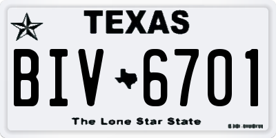TX license plate BIV6701