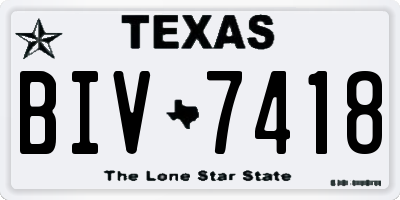 TX license plate BIV7418