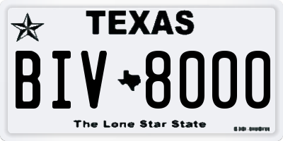 TX license plate BIV8000