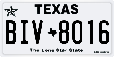 TX license plate BIV8016