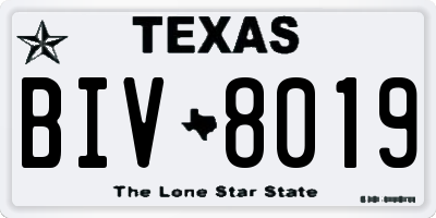 TX license plate BIV8019