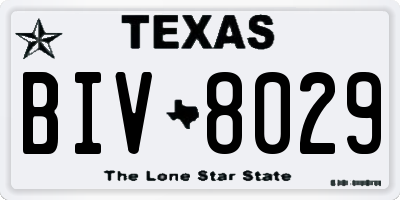 TX license plate BIV8029