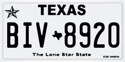 TX license plate BIV8920
