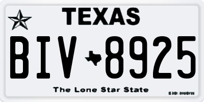 TX license plate BIV8925