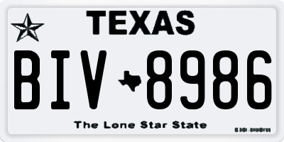 TX license plate BIV8986