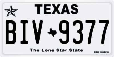 TX license plate BIV9377