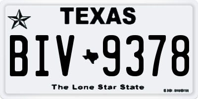 TX license plate BIV9378