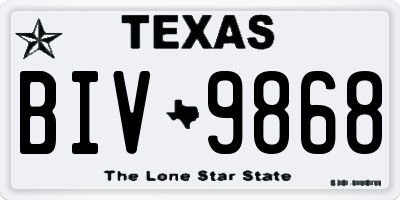 TX license plate BIV9868