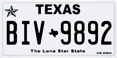 TX license plate BIV9892
