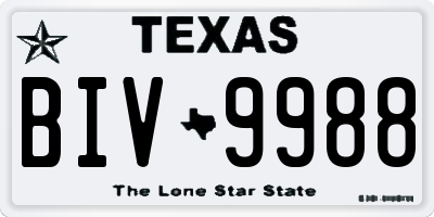 TX license plate BIV9988