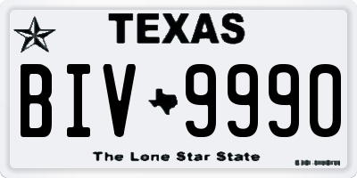 TX license plate BIV9990
