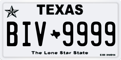 TX license plate BIV9999
