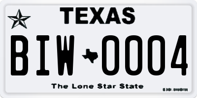 TX license plate BIW0004