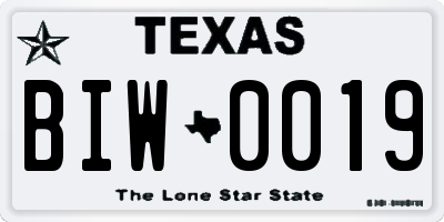 TX license plate BIW0019