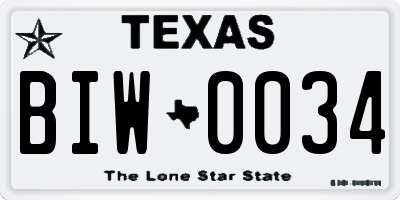 TX license plate BIW0034