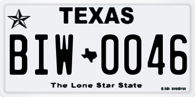 TX license plate BIW0046