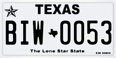 TX license plate BIW0053