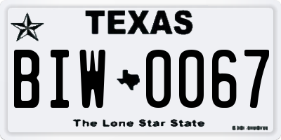 TX license plate BIW0067