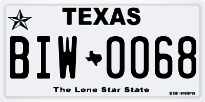 TX license plate BIW0068