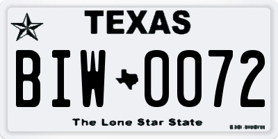 TX license plate BIW0072