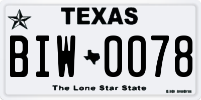 TX license plate BIW0078