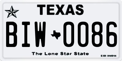 TX license plate BIW0086