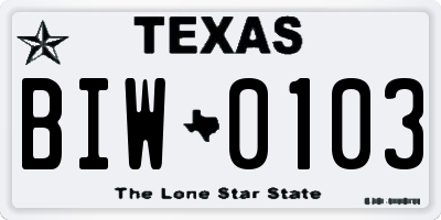 TX license plate BIW0103