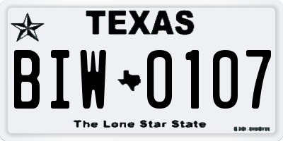 TX license plate BIW0107