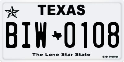 TX license plate BIW0108