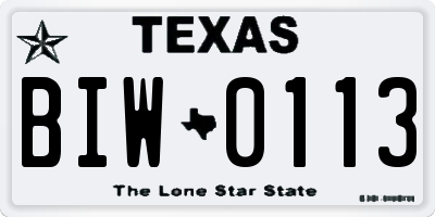 TX license plate BIW0113
