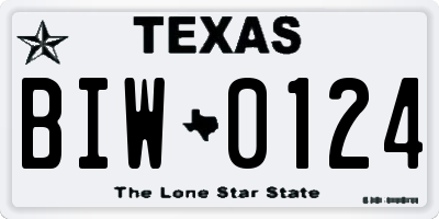 TX license plate BIW0124