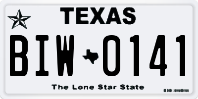 TX license plate BIW0141