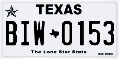 TX license plate BIW0153