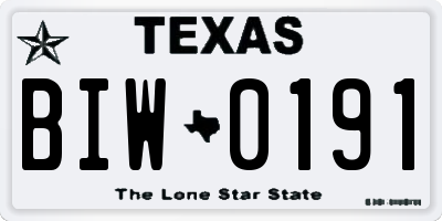 TX license plate BIW0191