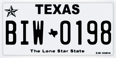 TX license plate BIW0198