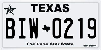 TX license plate BIW0219