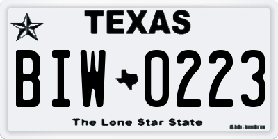 TX license plate BIW0223