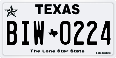 TX license plate BIW0224