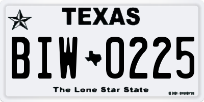 TX license plate BIW0225