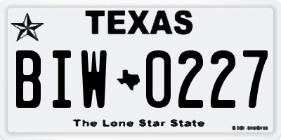 TX license plate BIW0227