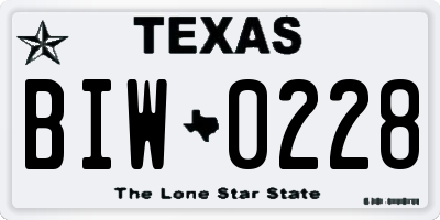 TX license plate BIW0228