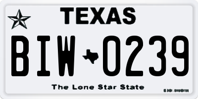 TX license plate BIW0239
