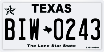 TX license plate BIW0243