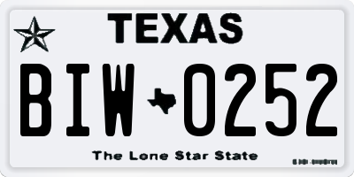 TX license plate BIW0252