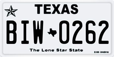 TX license plate BIW0262